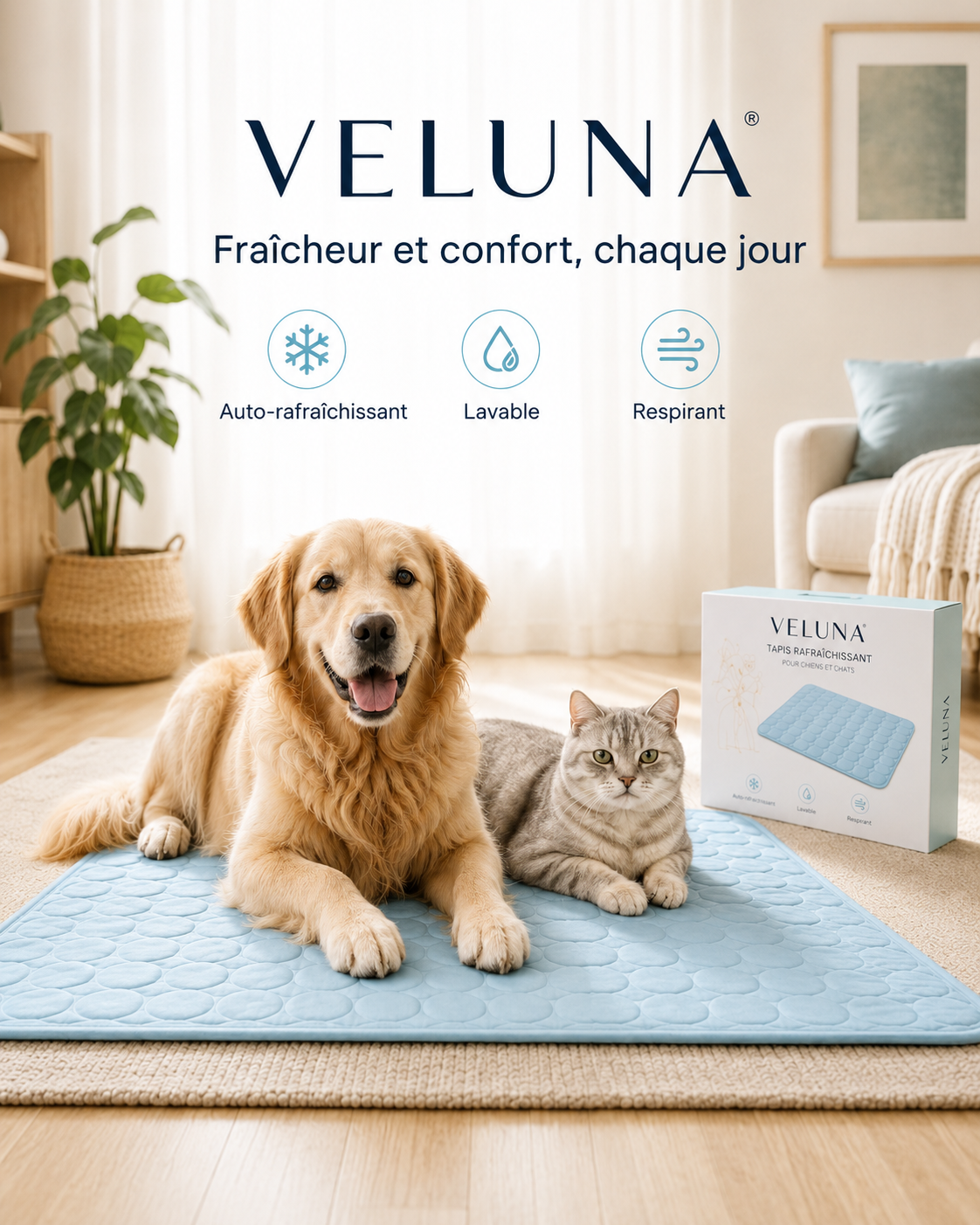 Tapis rafraîchissant VELUNA pour chiens et chats